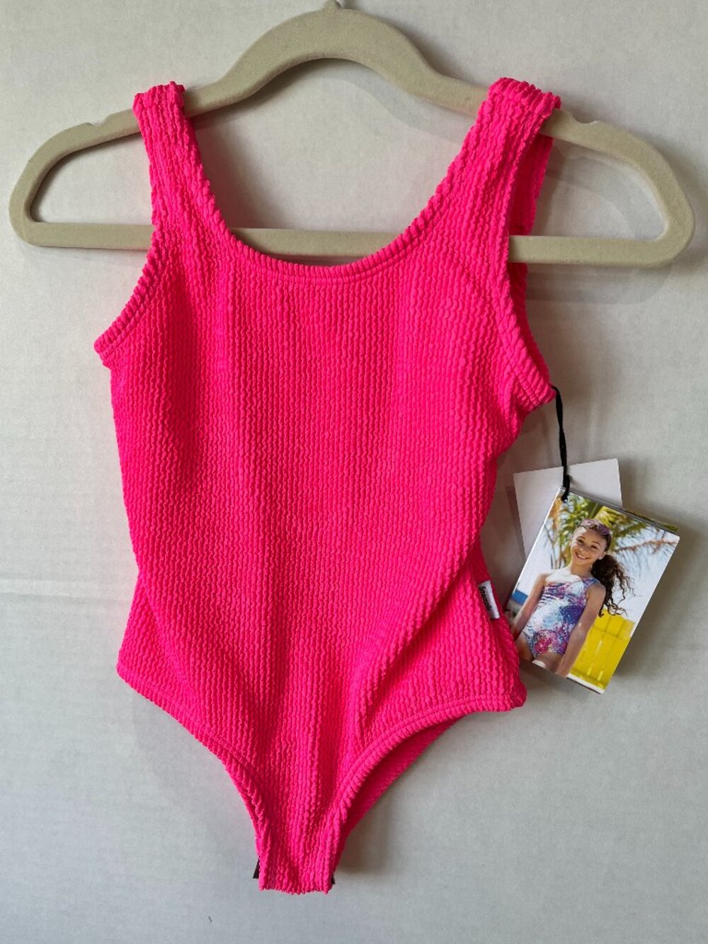 Girl - 4& 5 - NWT Limeapple Ester Crinkle One Piece Swimsuit in Lipstick Pink